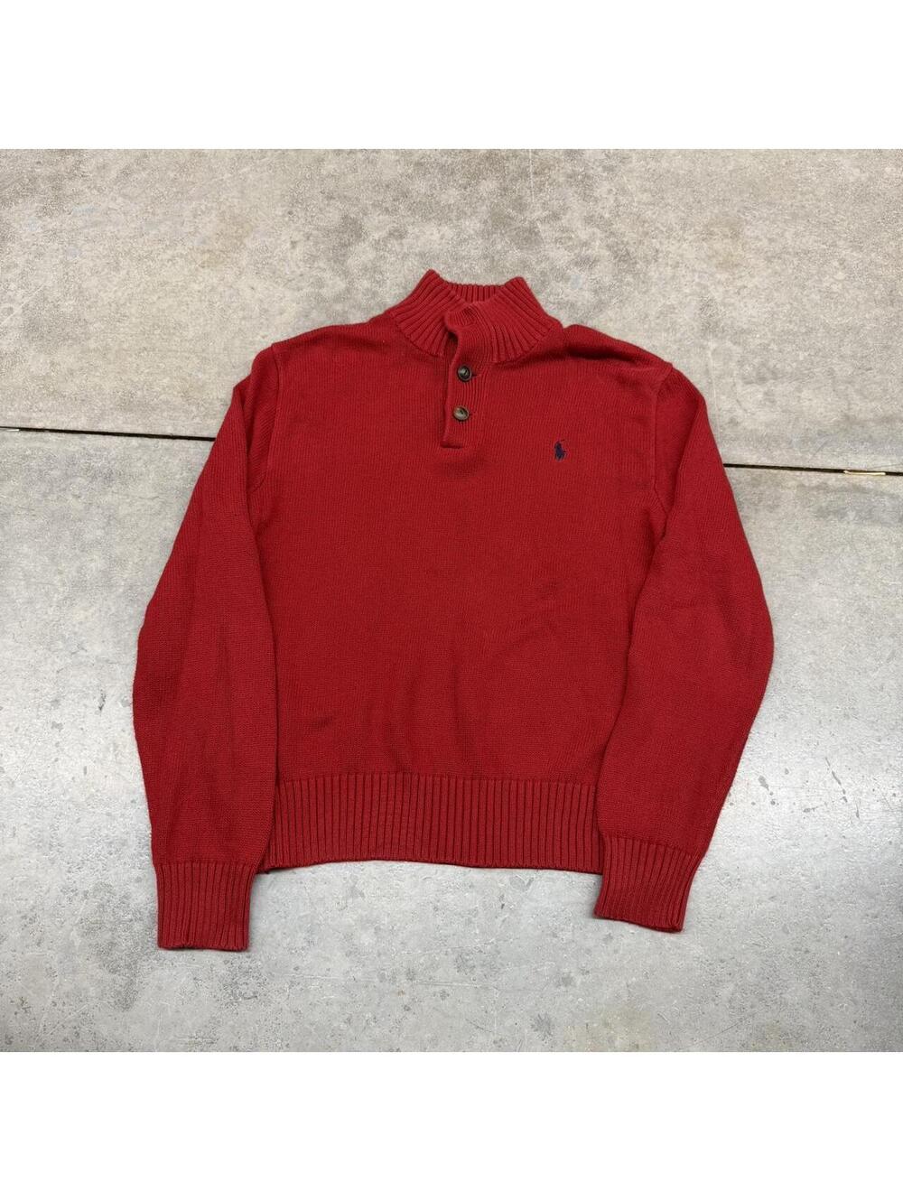 vintage polo ralph lauren red and navy pullover knit sweater size medium